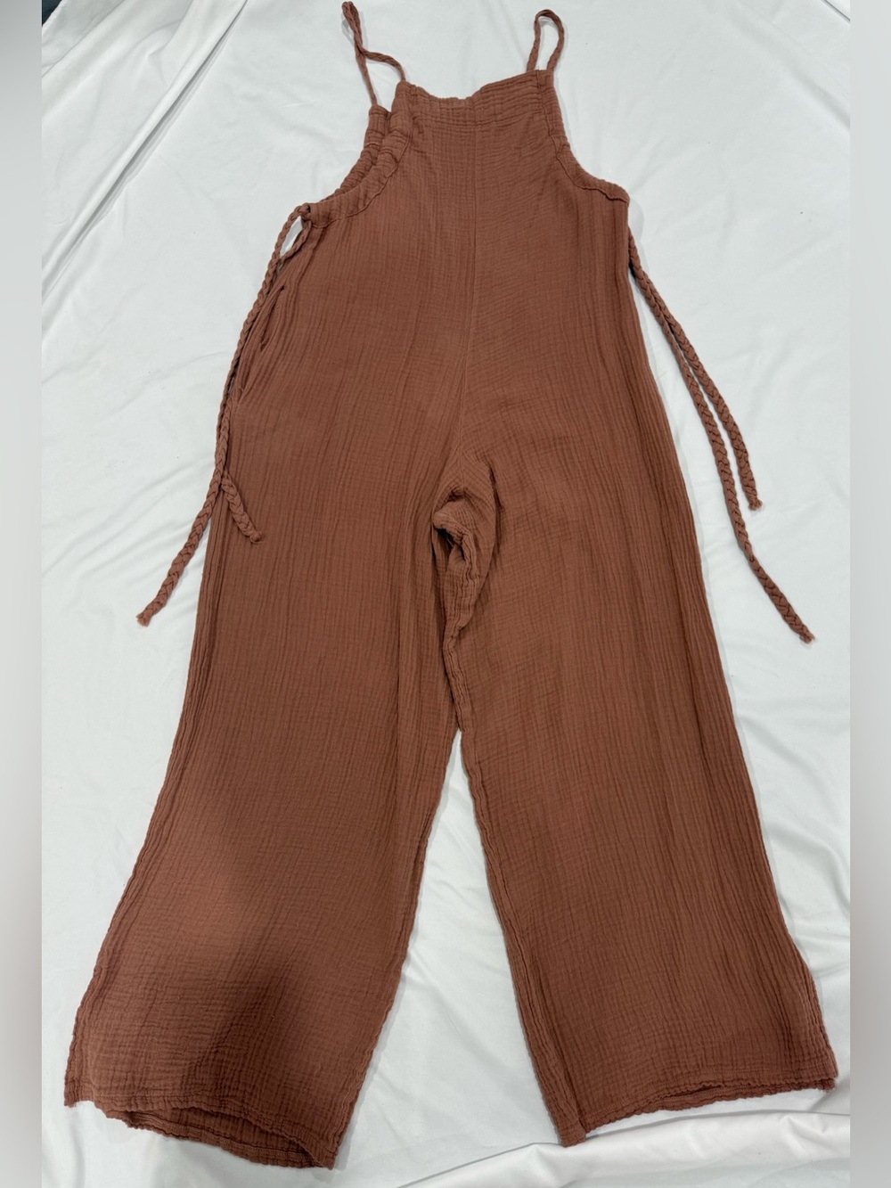 Omeksi Otantik Muslin Cotton Jumpsuit One Size Dusty Rose Boho Wide Leg